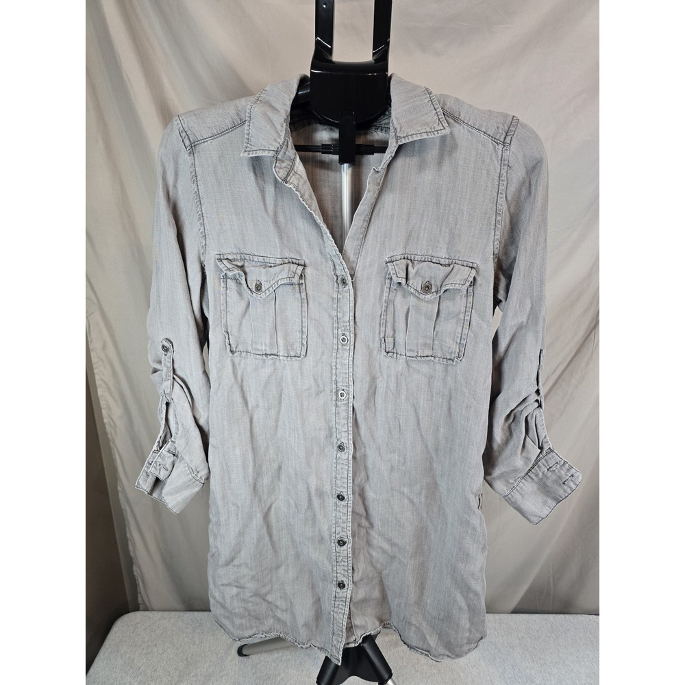 Philosophy Button Up Shirt Dress Gray Chambray w/Pockets Women's Size Medium
